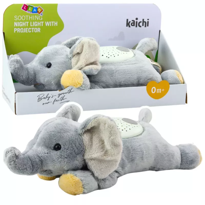 LEAN TOYS Pluszowy Słoń do Spania Przytulanka z Projektorem Gwiaździstej Nocy i Dźwiękami