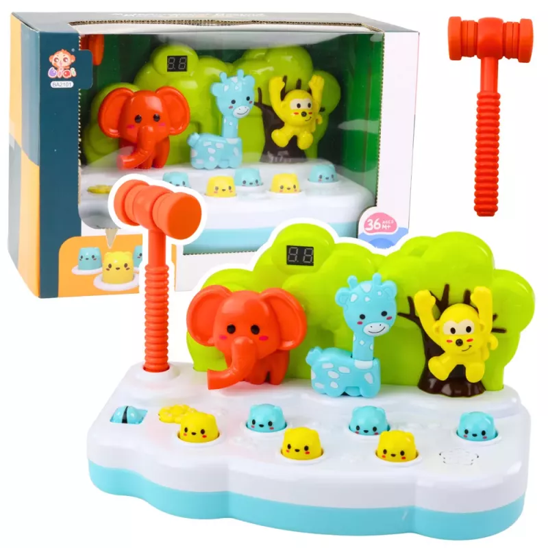 LEAN TOYS Whack-A-Mole Animals Skill Game Counter Hammer Color