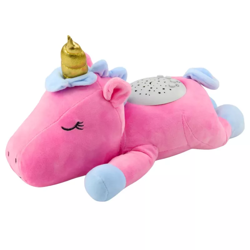 LEAN TOYS Pluszowy Jednorożec do Spania Przytulanka z Projektorem Dźwiękiem Różowy