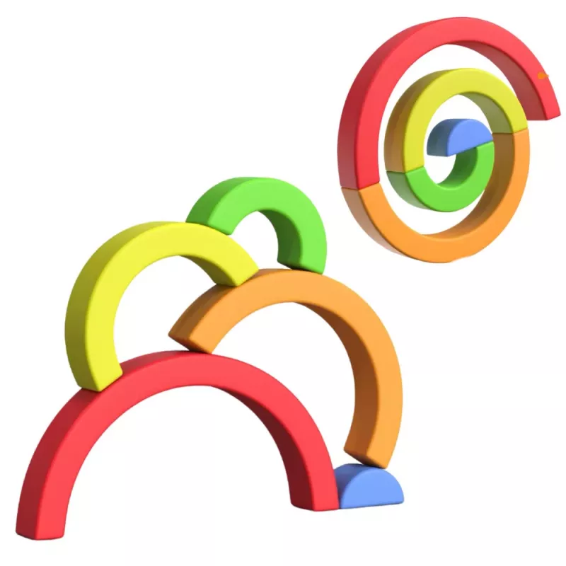 LEAN TOYS Rainbow Puzzle dla Maluchów Kolorowe Gumowe Klocki 5 szt.