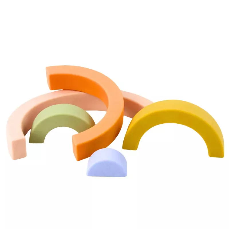 LEAN TOYS Rainbow Puzzle dla Maluchów Pastelowe Gumowe Klocki 5 szt.