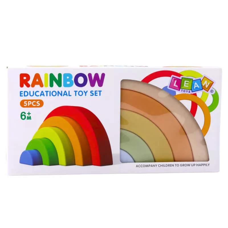 LEAN TOYS Rainbow Puzzle dla Maluchów Pastelowe Gumowe Klocki 5 szt.