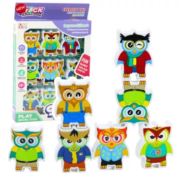 LEAN TOYS Gra Edukacyjna Sowy Arcade Logic Puzzle Domino 18 szt.