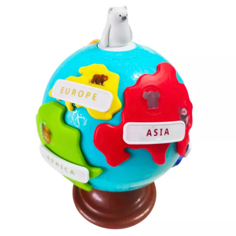LEAN TOYS Interaktywny Globus Edukacyjny dla Maluchów Kontynenty Obrotowy