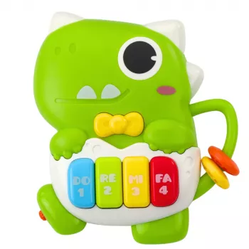 LEAN TOYS Mini Pianino dla Maluchów Dinozaur Zielony Światła i Dźwięki
