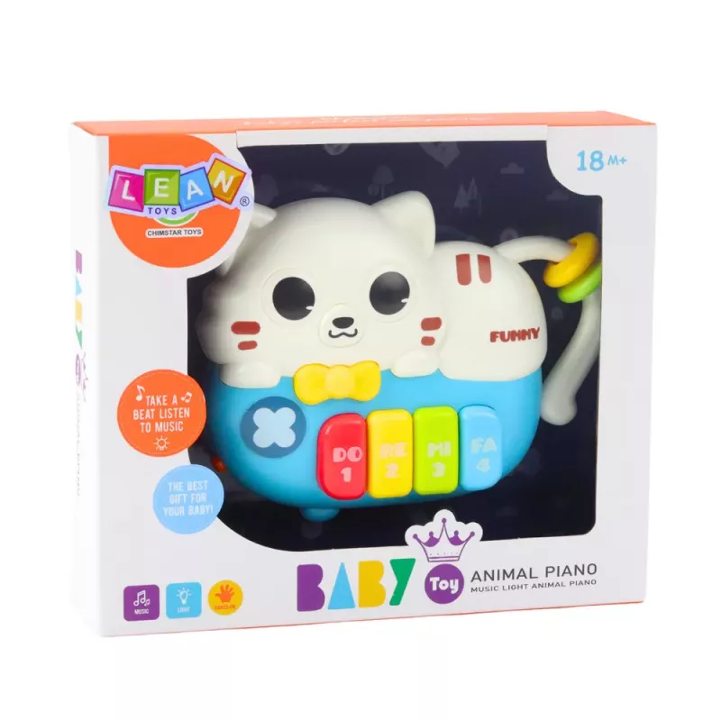 LEAN TOYS Mini Piano dla Maluchów Kotek Niebieski Światła Dźwięki