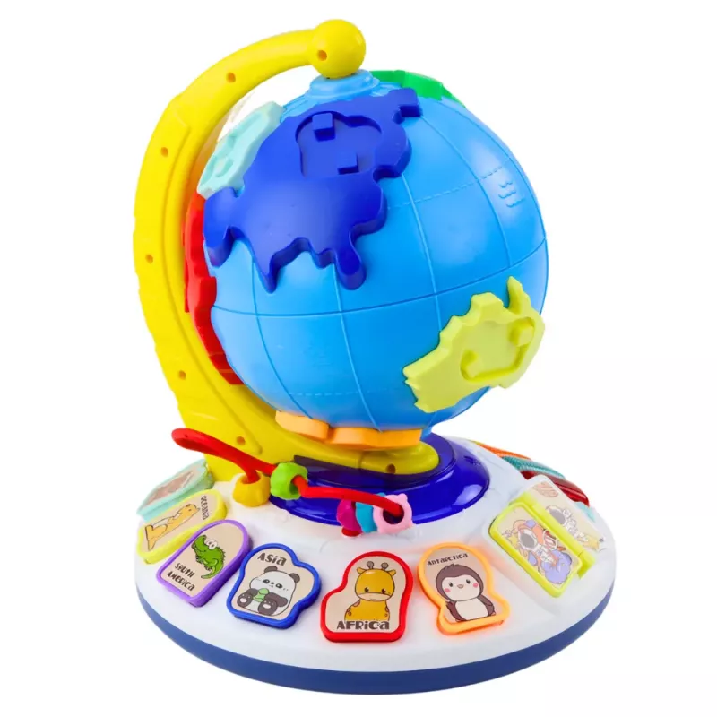 LEAN TOYS Interaktywny Edukacyjny Globus Muzyczny dla Maluchów Kontynenty Zwierzęta