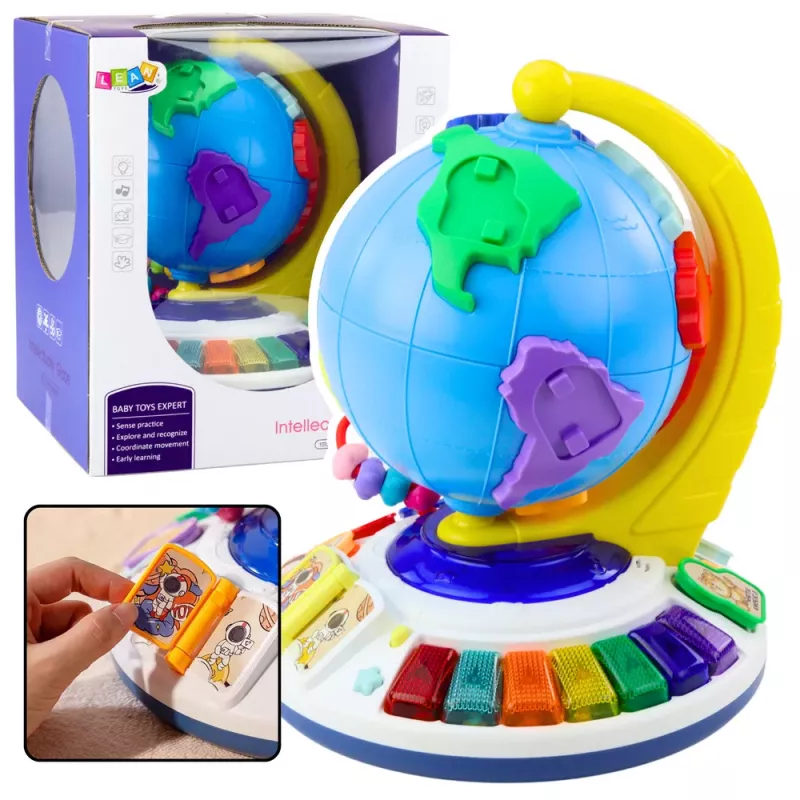LEAN TOYS Interaktywny Edukacyjny Globus Muzyczny dla Maluchów Kontynenty Zwierzęta