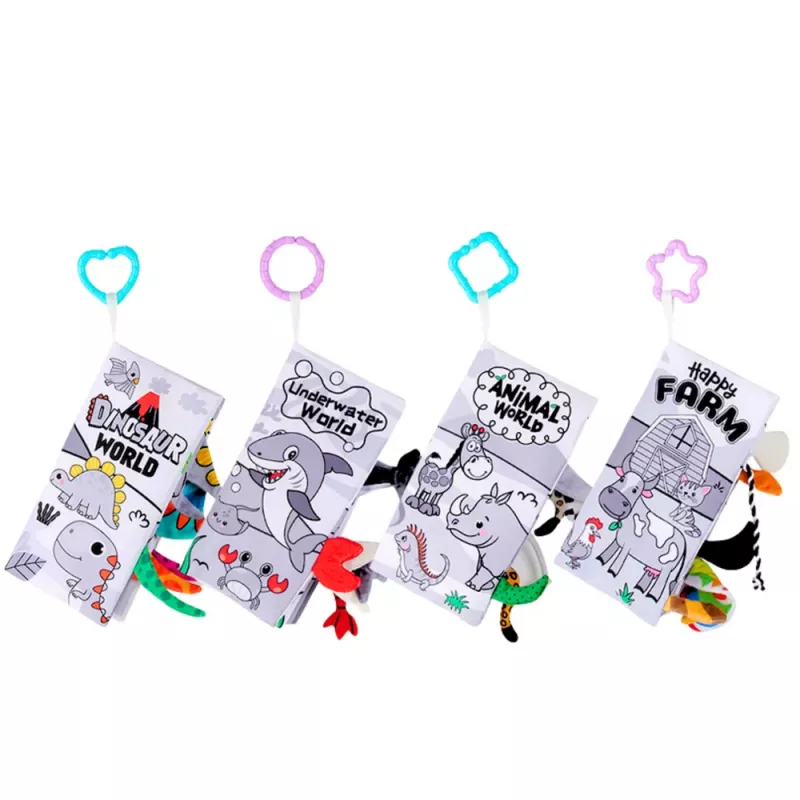 LEAN TOYS Zestaw miękkich edukacyjnych książeczek sensorycznych dla maluchów 4 szt.