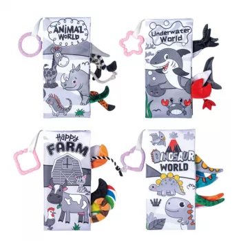 LEAN TOYS Zestaw miękkich edukacyjnych książeczek sensorycznych dla maluchów 4 szt.