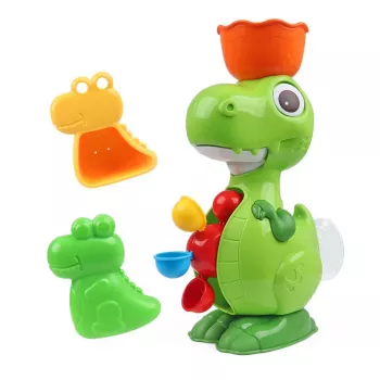 LEAN TOYS Zestaw Zabawek do Kąpieli Dinozaur z Młynkiem Wodnym 8szt