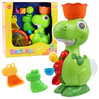 LEAN TOYS Zestaw Zabawek do Kąpieli Dinozaur z Młynkiem Wodnym 8szt