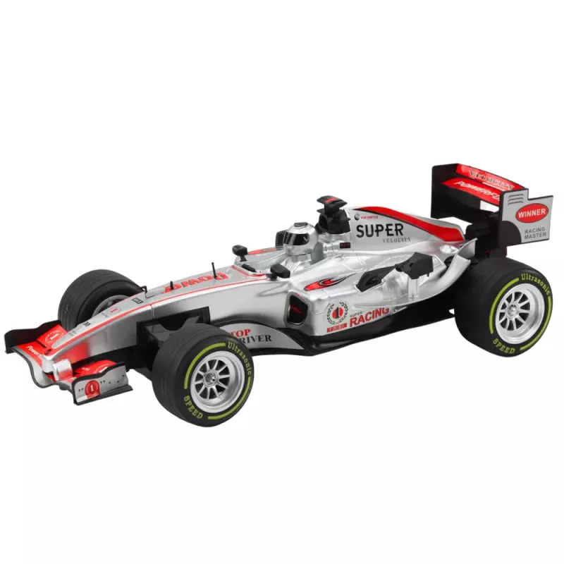 LEAN TOYS Zdalnie Sterowany Samochód RC Racer z Kierownicą Światła Dźwięki 1:12 Srebrny