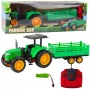 LEAN TOYS RC Zielony zdalnie sterowany ciągnik rolniczy z przyczepą