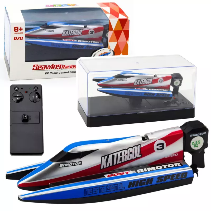 LEAN TOYS Zdalnie Sterowana Łódź RC Niebiesko-Srebrna 14cm