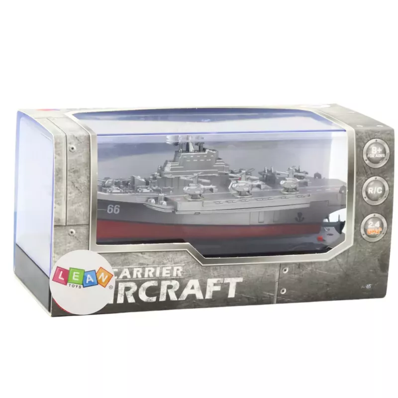LEAN TOYS Military Ship Remote Controlled Boat RC Silver 15cm