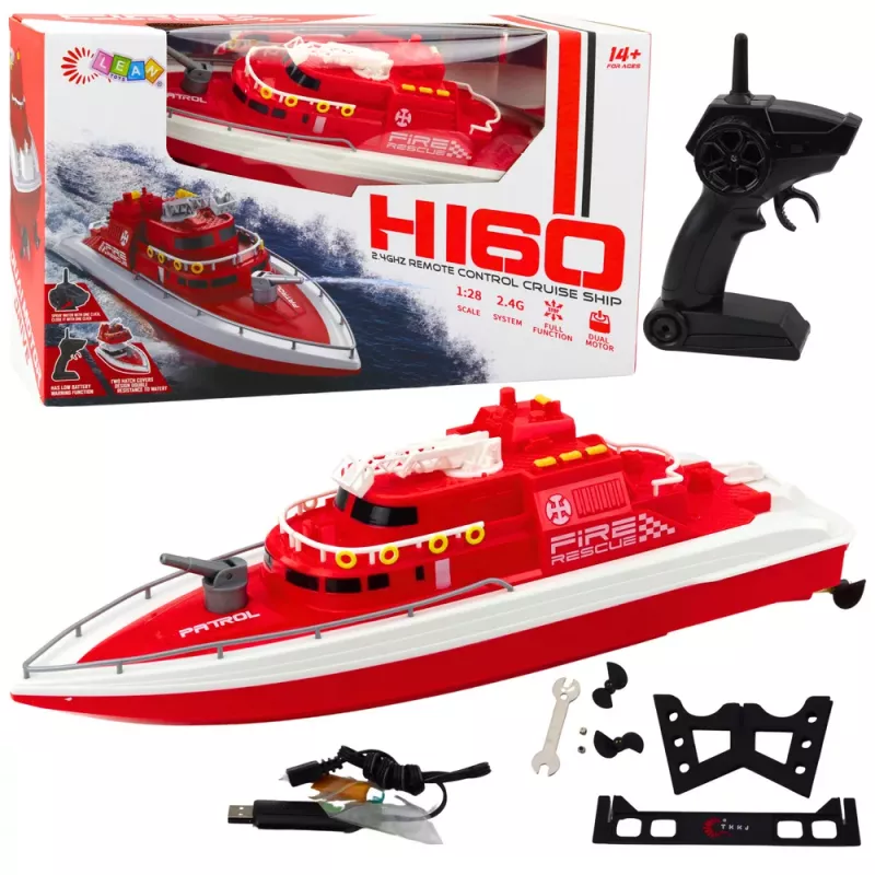 LEAN TOYS Zdalnie Sterowana Łódź Motorowa RC 1:28 Czerwona
