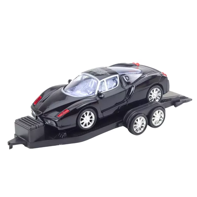 LEAN TOYS Zestaw samochodów terenowych czerwony laweta czarny sportowy 59cm