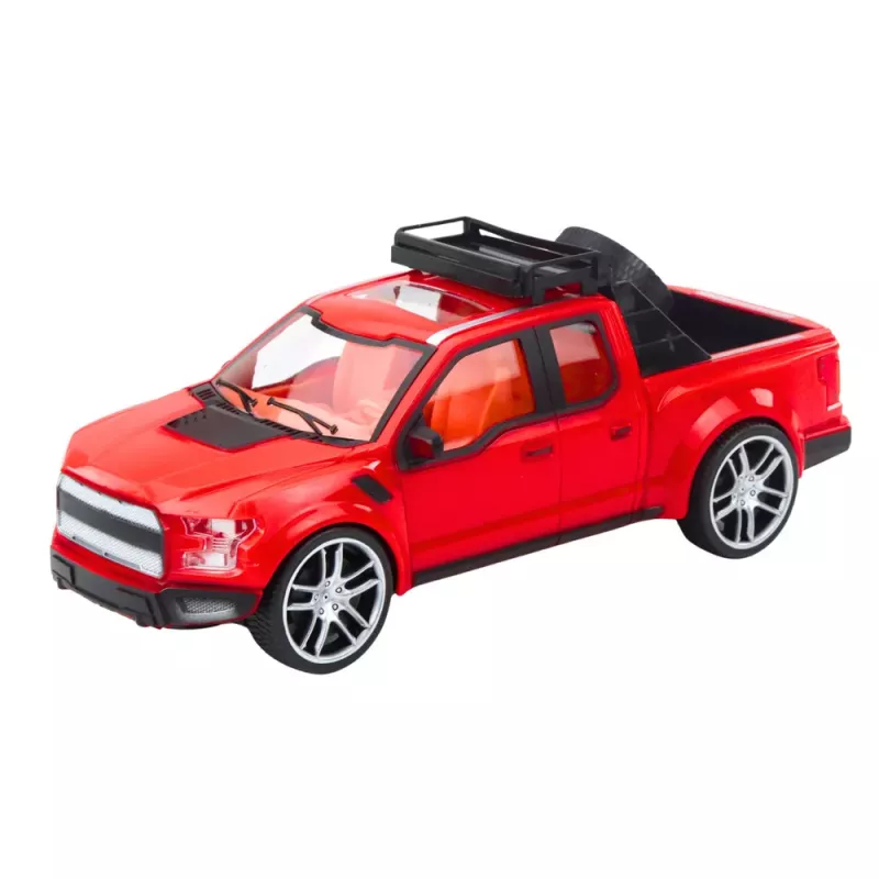 LEAN TOYS Zestaw samochodów terenowych czerwony laweta czarny sportowy 59cm