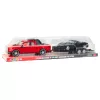 LEAN TOYS Zestaw samochodów terenowych czerwony laweta czarny sportowy 59cm