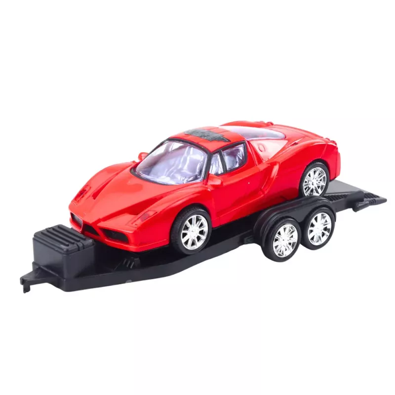 LEAN TOYS Zestaw samochodów terenowych: czarny lawetowy, czerwony sportowy 59cm
