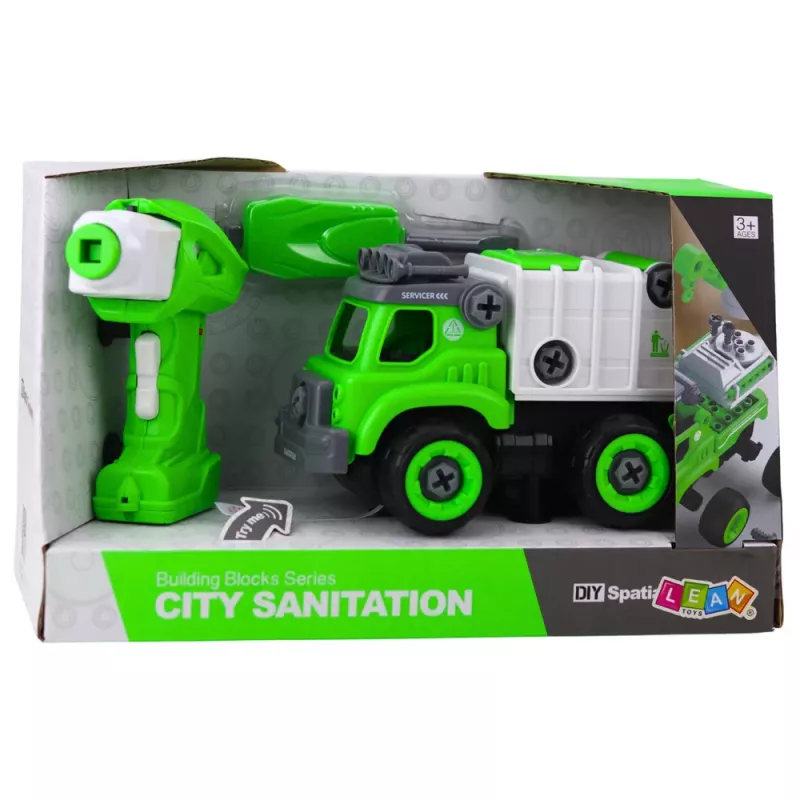 LEAN TOYS Śmieciarka Zdalnie Sterowana RC Śrubokręt Zielona 2 w 1