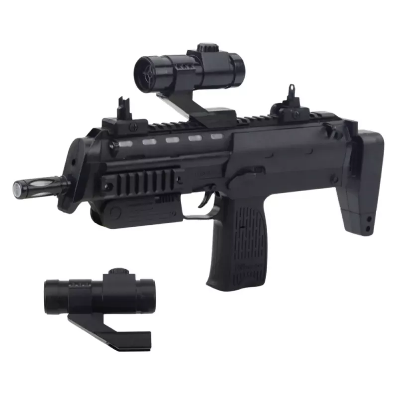 LEAN TOYS Zabawkowy Karabin z Światłami, Dźwiękami i Celownikiem, Czarny, 41 cm