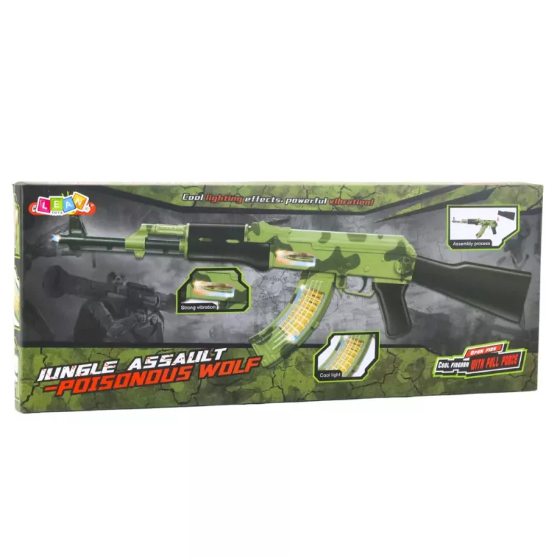 LEAN TOYS Karabin Military Camo z wibracjami, światłami i dźwiękami 70cm