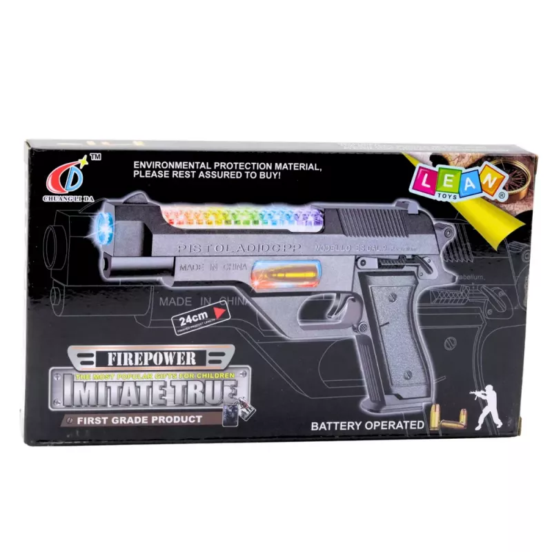 LEAN TOYS Pistolet na baterie z kolorowymi światłami i dźwiękami 24cm