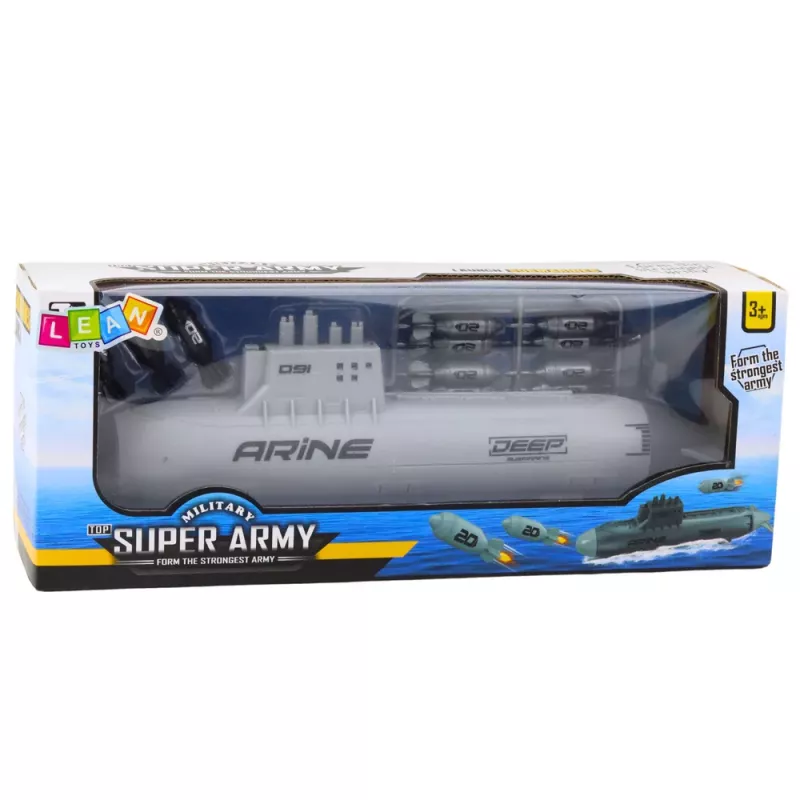 LEAN TOYS Ship Submarine Torpedo Shooting Drive Gray 28cm