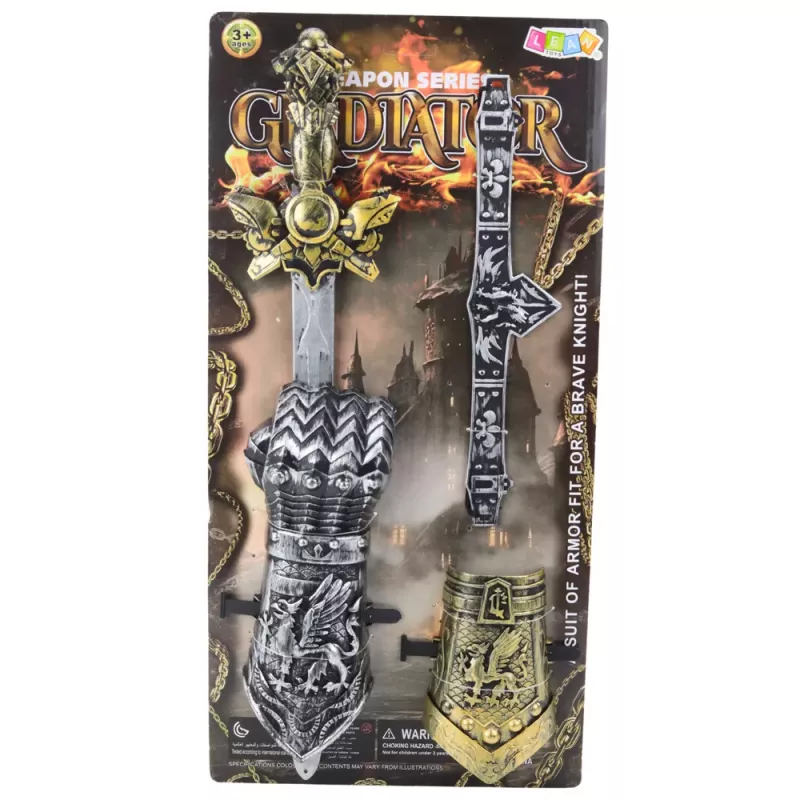 LEAN TOYS Zestaw Rycerski Miecz Gladiatora Ochraniacze Pas Ozdobny