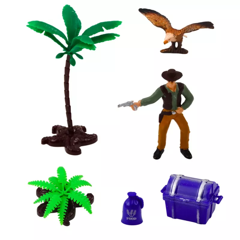 LEAN TOYS Zestaw Kowbojski Figurki Wagon Konie Palmy