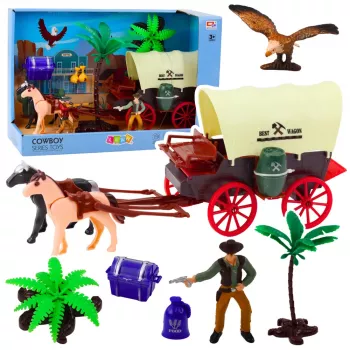 LEAN TOYS Zestaw Kowbojski Figurki Wagon Konie Palmy