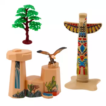 LEAN TOYS Zestaw figurek indiańskich Wioska Indianie Kajak Totem