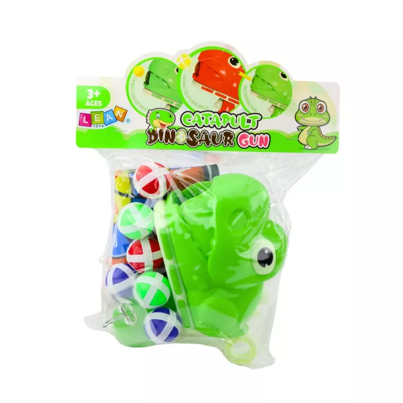 LEAN TOYS Gra zręcznościowa Celowanie i strzelanie z pistoletu na rzepy Dinozaur