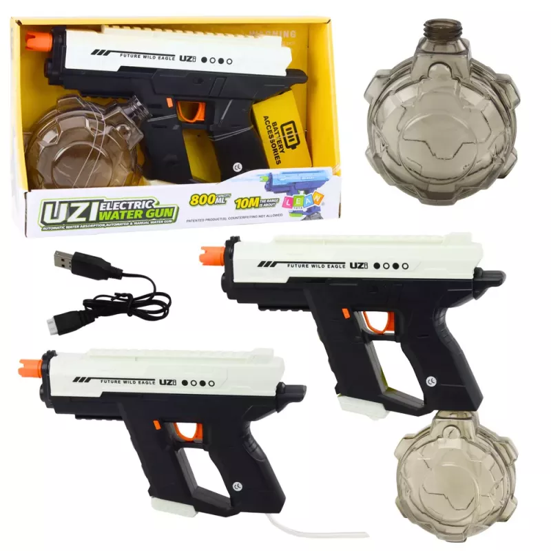 LEAN TOYS Elektryczny Pistolet na Wodę Automatyczny 10m Czarno-Biały 800ml