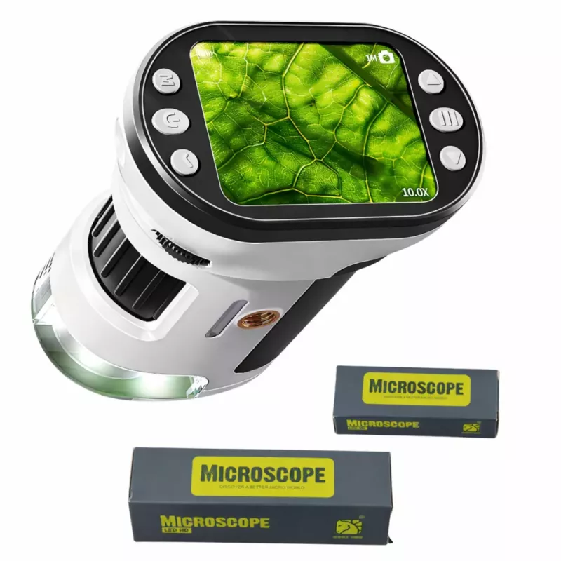 LEAN TOYS Edukacyjny Mikroskop Cyfrowy z Ekranem, 1000X LED Funkcja Wideo i Zdjęć