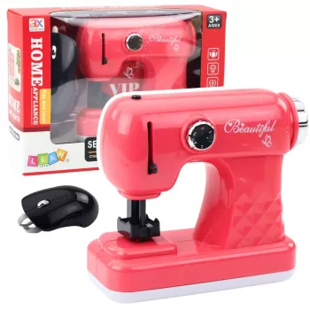 LEAN TOYS Maszyna do szycia dla dzieci z myszką, jasnoróżowa