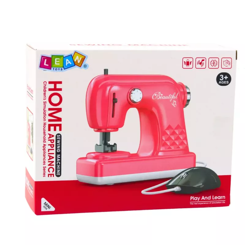 LEAN TOYS Maszyna do szycia dla dzieci z myszką, jasnoróżowa