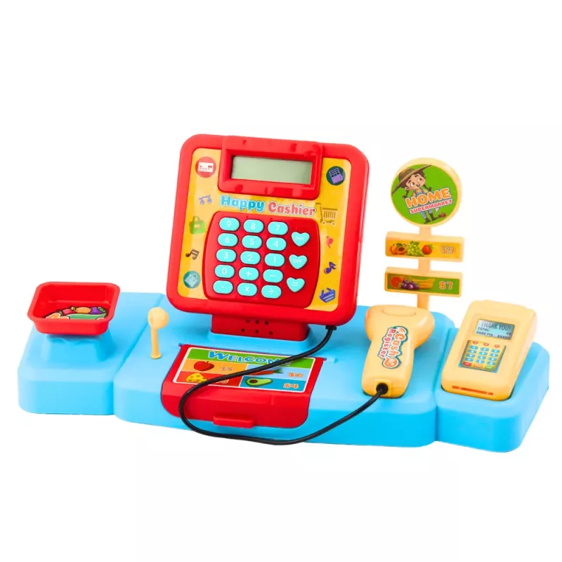 LEAN TOYS Zestaw Sklepowy Koszyk Zakupowy Produkty Spożywcze Światła Dźwięki Kolorowy