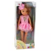 LEAN TOYS Lalka w różowej sukience, długie brązowe włosy, spinka z kwiatkiem