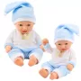 LEAN TOYS Baby Doll in Blue Pajamas Hat with Pompom 30 cm