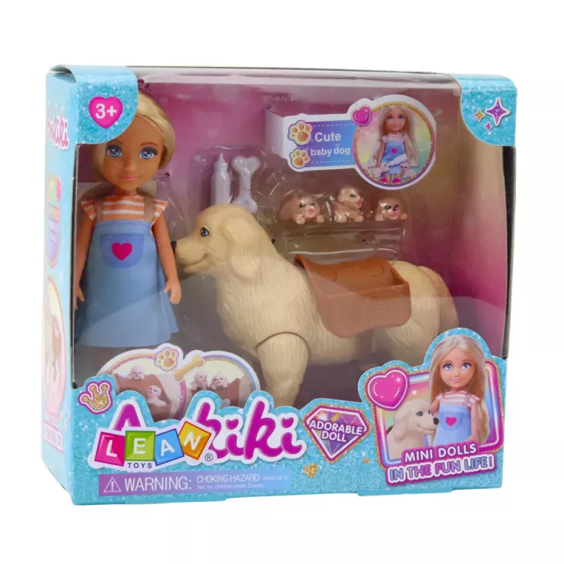 LEAN TOYS Ankiki Mini Lalka z Zestawem z Torbą i Kością dla Szczeniąt