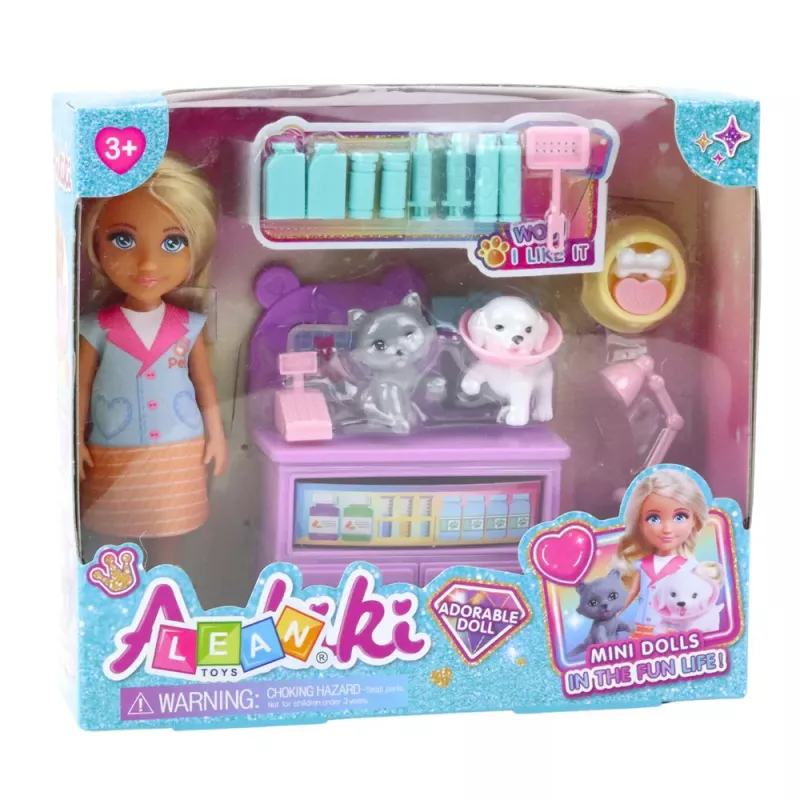 LEAN TOYS Zestaw akcesoriów weterynaryjnych dla lalek mini – pies, kot