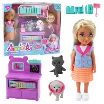 LEAN TOYS Zestaw akcesoriów weterynaryjnych dla lalek mini – pies, kot