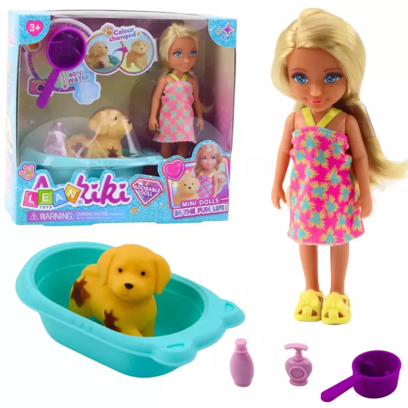 LEAN TOYS Zestaw do kąpieli dla psa lalki, interaktywne akcesoria dla dziewczynek