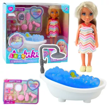 LEAN TOYS Ankiki Mini Zestaw Lalek z Wanną i Akcesoriami do Pielęgnacji