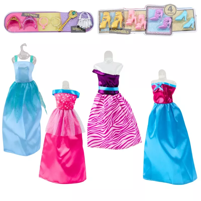 LEAN TOYS Duży Zestaw Mody Kolekcja Anlily Sukienki i Akcesoria dla Lalek 24 szt.