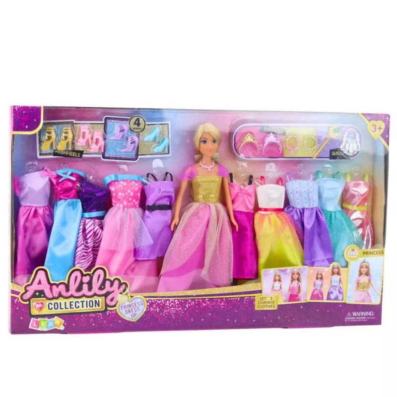 LEAN TOYS Duży Zestaw Mody Kolekcja Anlily Sukienki i Akcesoria dla Lalek 24 szt.
