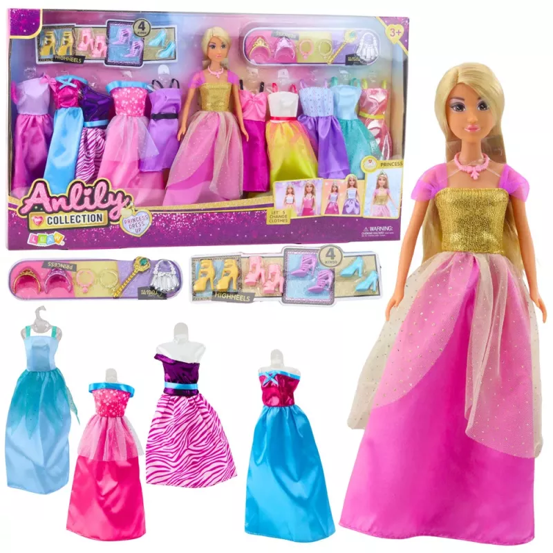 LEAN TOYS Duży Zestaw Mody Kolekcja Anlily Sukienki i Akcesoria dla Lalek 24 szt.